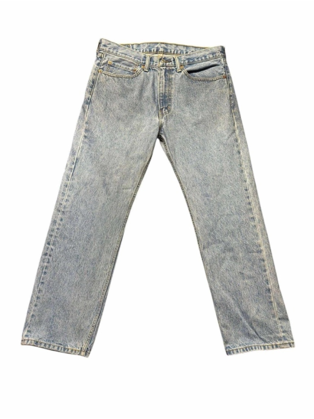 Levis Mens 34x29 505 Regular Fit Jeans Blue Straight Leg Classic Denim EUC